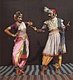 India: Male and female Bharatanatyam dancers in costume, c.1910